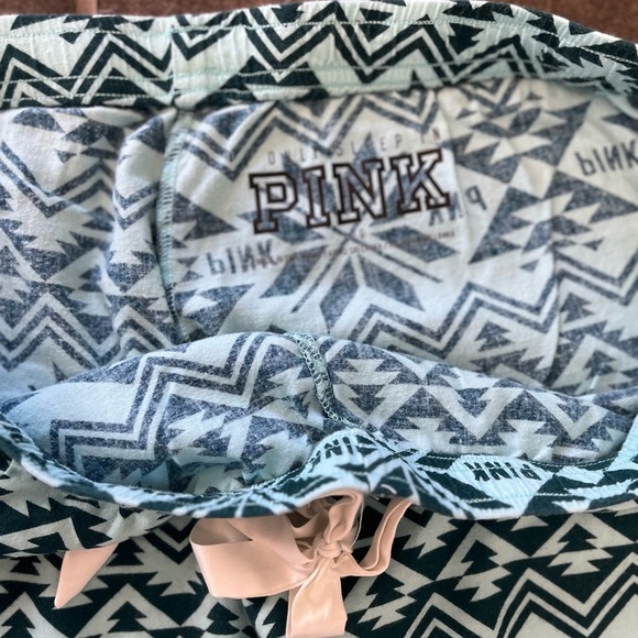 PINK Victoria’s Secret pajama casual pants green Aztec lounge thin size large - Picture 8 of 13